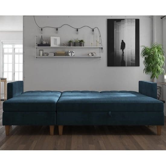 Hertford Fabric Sectional Sofa Bed With Storage In Blue_3