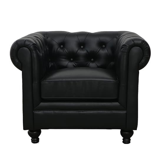 Hertford Chesterfield Faux Leather 1 Seater Sofa In Black_3