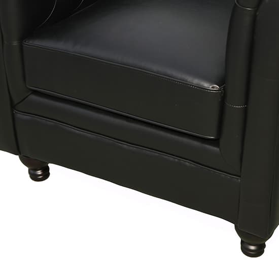 Hertford Chesterfield Faux Leather 1 Seater Sofa In Black_7