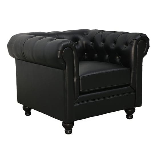 Hertford Chesterfield Faux Leather 1 Seater Sofa In Black_4