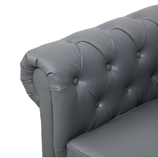 Hertford Chesterfield Faux Leather 1 Seater Sofa In Dark Grey_4