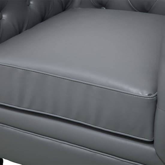 Hertford Chesterfield Faux Leather 1 Seater Sofa In Dark Grey_5