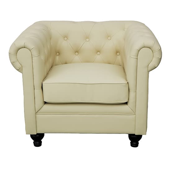 Hertford Chesterfield Faux Leather 1 Seater Sofa In Ivory_3
