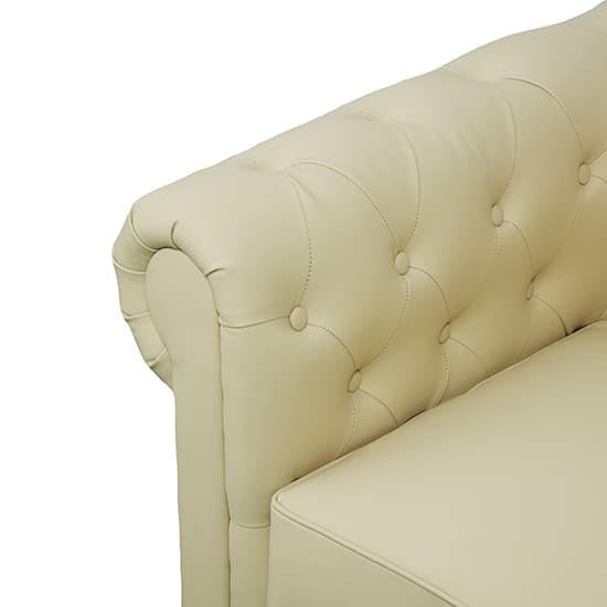 Hertford Chesterfield Faux Leather 1 Seater Sofa In Ivory_6