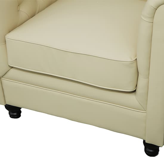 Hertford Chesterfield Faux Leather 1 Seater Sofa In Ivory_7