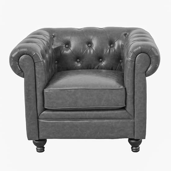 Hertford Chesterfield Faux Leather 1 Seater Sofa In Vintage Grey_3
