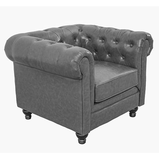 Hertford Chesterfield Faux Leather 1 Seater Sofa In Vintage Grey_4