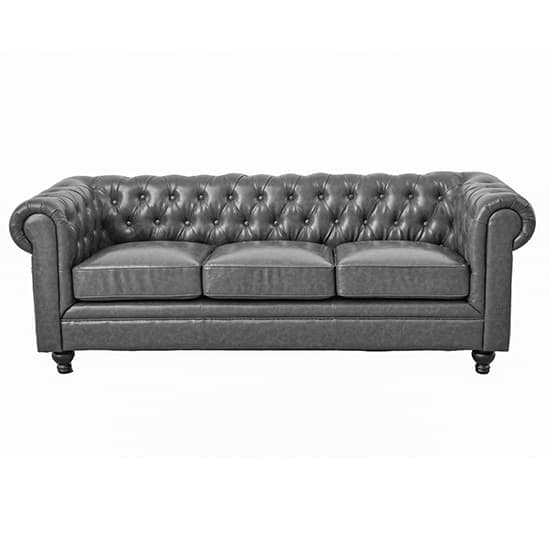 Hertford Chesterfield Faux Leather 3 Seater Sofa In Vintage Grey_3