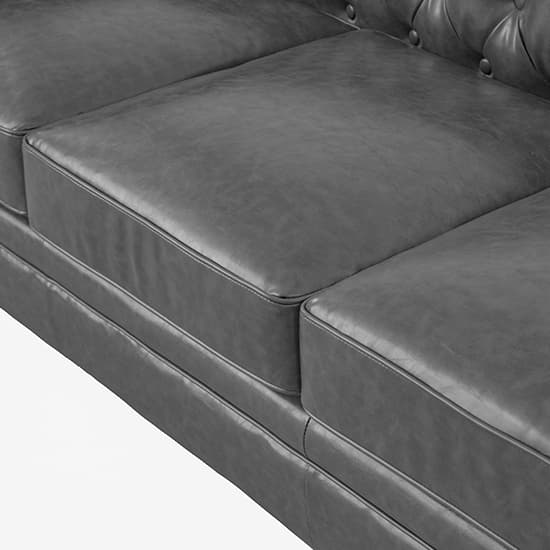 Hertford Chesterfield Faux Leather 3 Seater Sofa In Vintage Grey_7