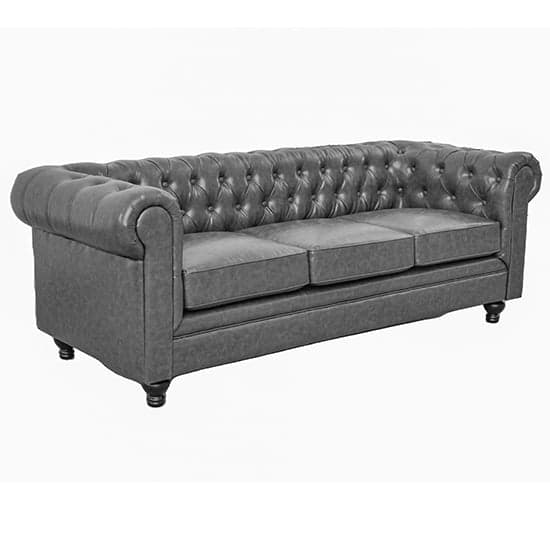 Hertford Chesterfield Faux Leather 3 Seater Sofa In Vintage Grey_4