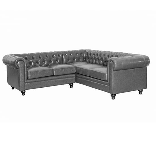 Hertford Chesterfield Faux Leather Corner Sofa In Vintage Grey_2