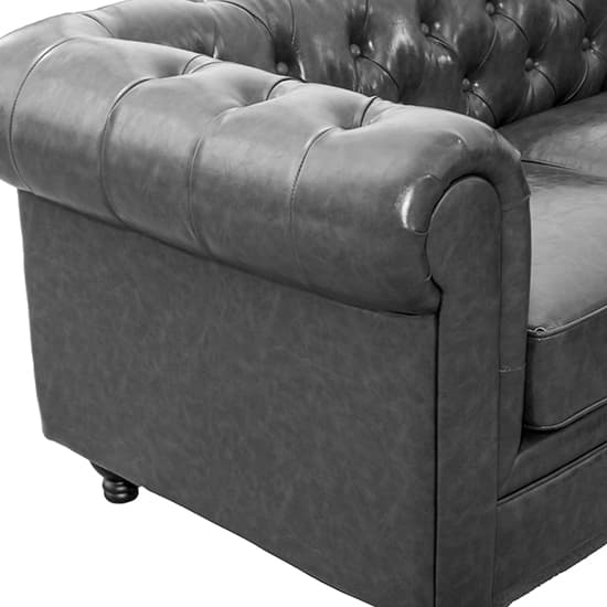 Hertford Chesterfield Faux Leather Corner Sofa In Vintage Grey