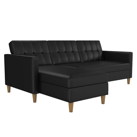 Hertford Faux Leather Sectional Sofa Bed With Storage In Black_4