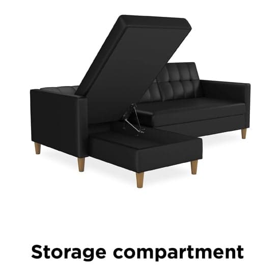 Hertford Faux Leather Sectional Sofa Bed With Storage In Black_5