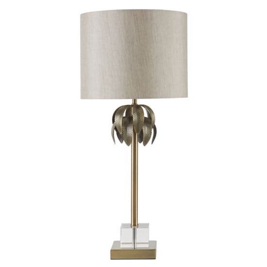 Herto Grey Fabric Shade Table Lamp With Tree Shaped Steel Base_1