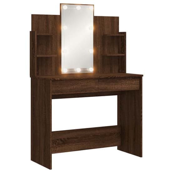 Hervey Wooden Dressing Table In Brown Oak With LED_2
