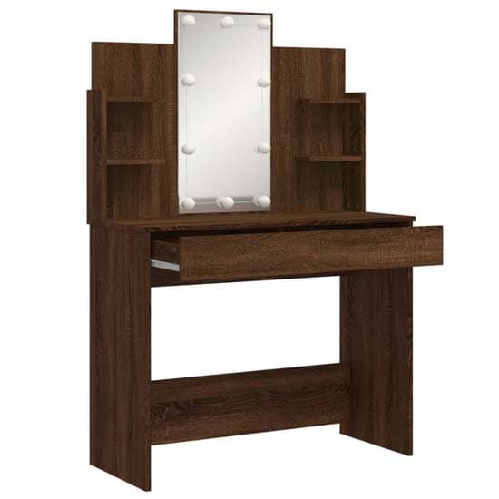Hervey Wooden Dressing Table In Brown Oak With LED_3