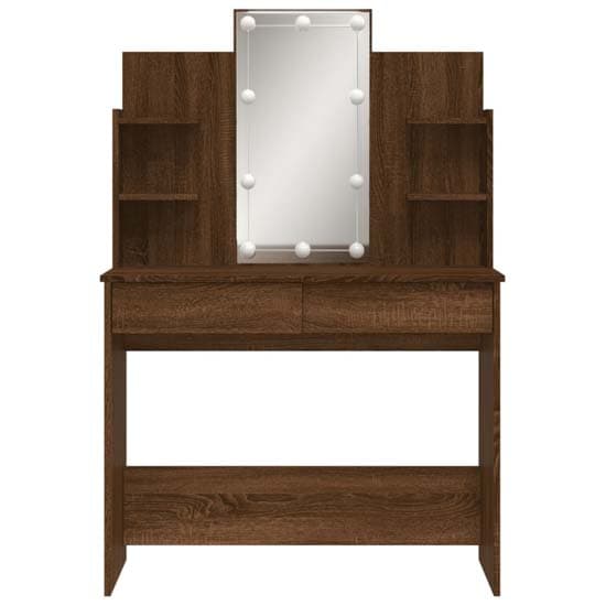 Hervey Wooden Dressing Table In Brown Oak With LED_4