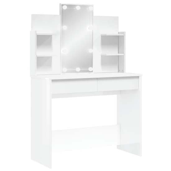 Hervey High Gloss Dressing Table In White With LED_2
