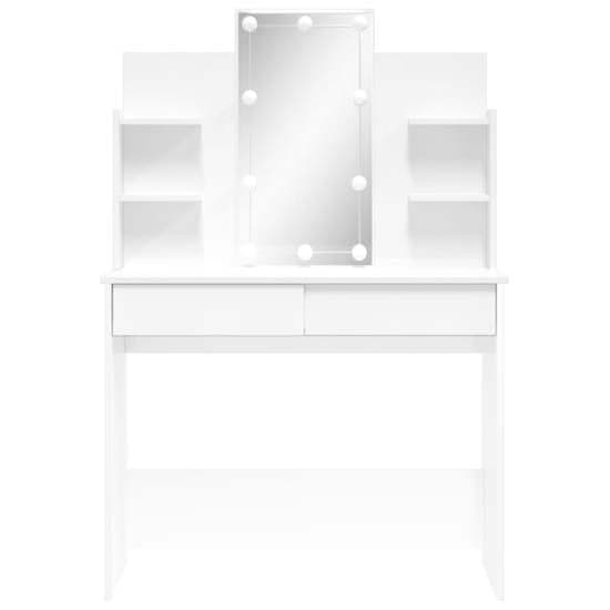 Hervey High Gloss Dressing Table In White With LED_4