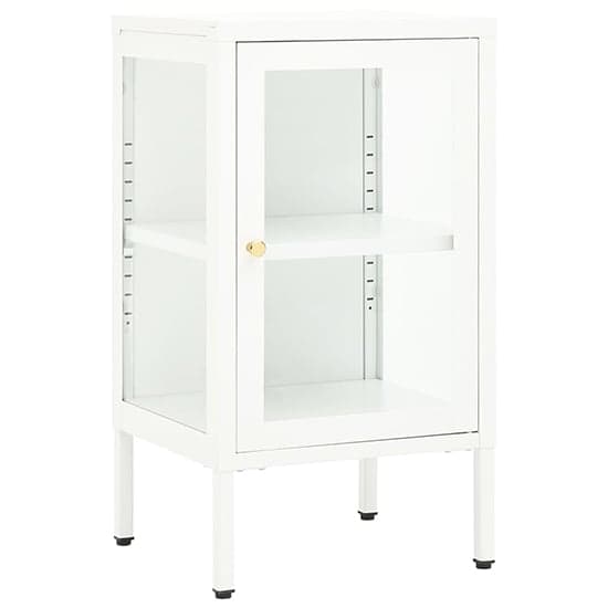 Hetty Clear Glass Sideboard With 1 Door In White Steel Frame_2