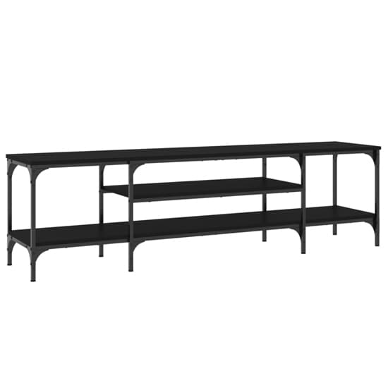 Hetty Wooden TV Stand Large With 2 Shelves In Black_3