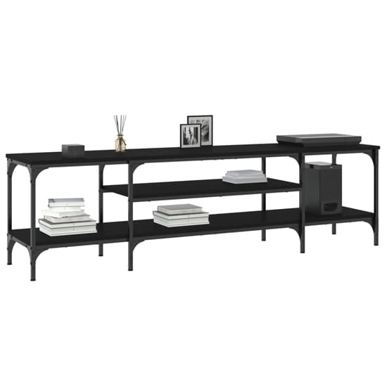 Hetty Wooden TV Stand Large With 2 Shelves In Black_4