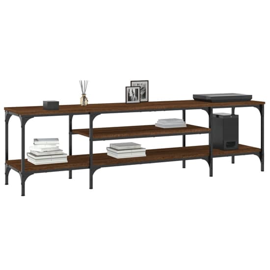 Hetty Wooden TV Stand Large With 2 Shelves In Brown Oak_4