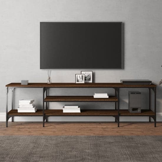 Hetty Wooden TV Stand Large With 2 Shelves In Brown Oak_1