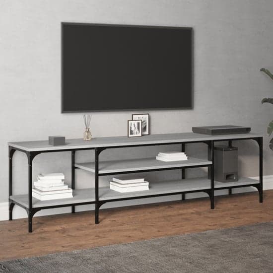 Hetty Wooden TV Stand Large With 2 Shelves In Grey Sonoma Oak_2