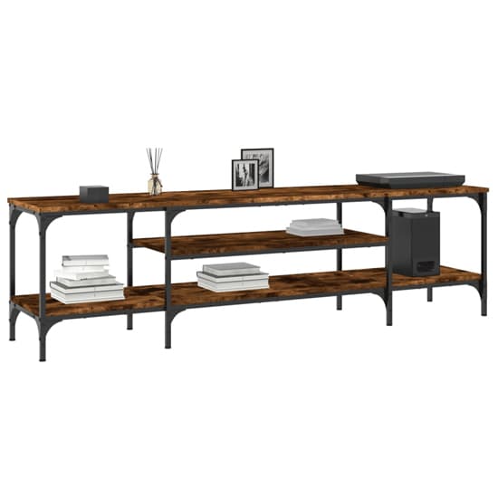 Hetty Wooden TV Stand Large With 2 Shelves In Smoked Oak_4