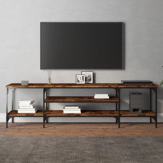 Hetty Wooden TV Stand Large With 2 Shelves In Smoked Oak_1
