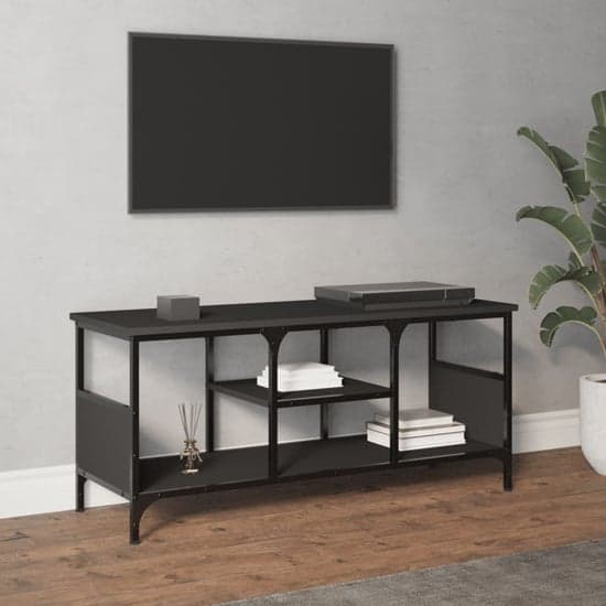 Hetty Wooden TV Stand Small With 2 Shelves In Black_2