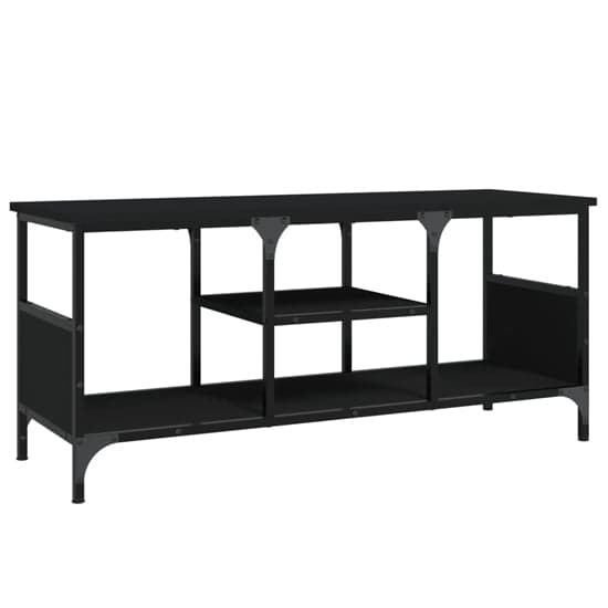 Hetty Wooden TV Stand Small With 2 Shelves In Black_3