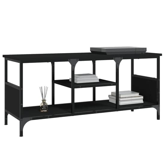 Hetty Wooden TV Stand Small With 2 Shelves In Black_4