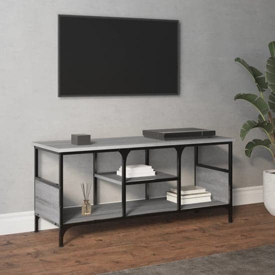 Hetty Wooden TV Stand Small With 2 Shelves In Grey Sonoma Oak_2