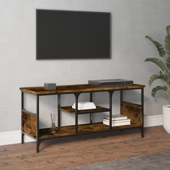 Hetty Wooden TV Stand Small With 2 Shelves In Smoked Oak_2