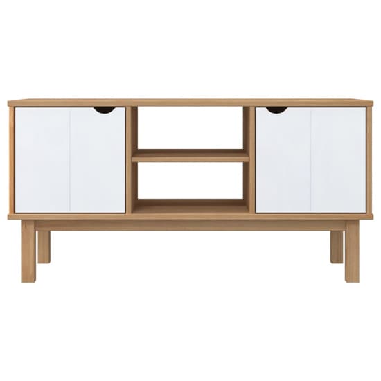 Hewitt Pine Wood TV Stand With 2 Doors In Brown And White_3