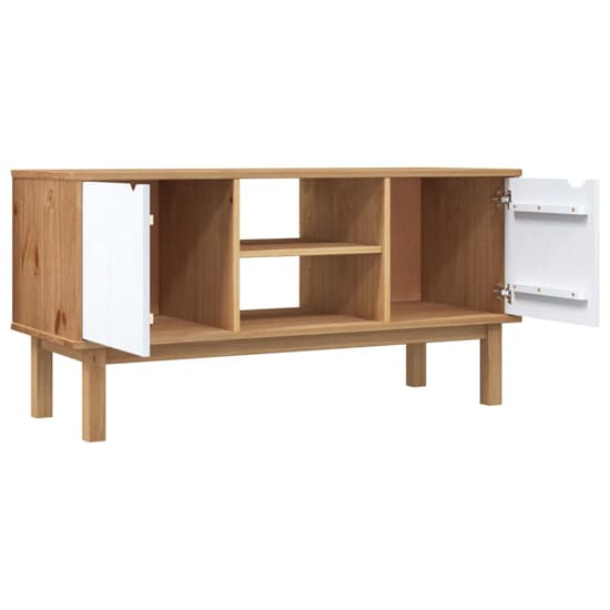 Hewitt Pine Wood TV Stand With 2 Doors In Brown And White_4