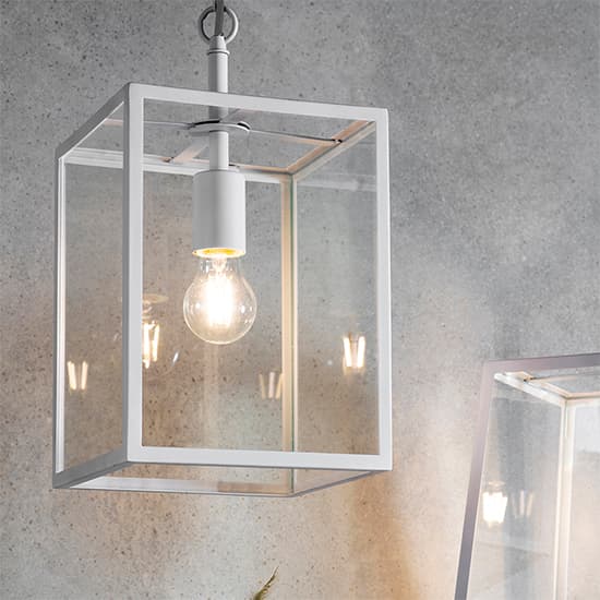 Heze Clear Glass Ceiling Pendant Light In Chalk White_3