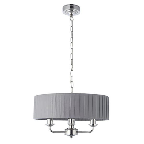 Highclere 3 Light Charcoal Fabric Pendant Light In Bright Nickel_2