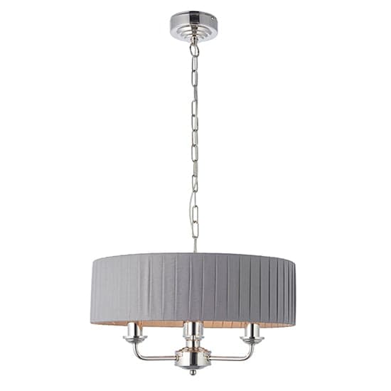 Highclere 3 Light Charcoal Fabric Pendant Light In Bright Nickel_1
