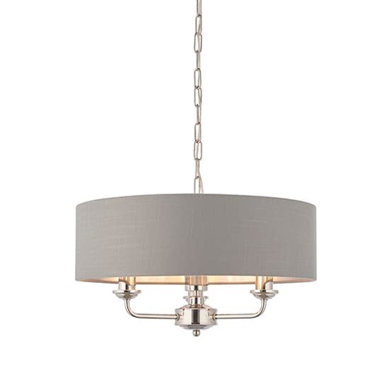 Highclere 3 Light Charcoal Shade Pendant Light In Bright Nickel_3