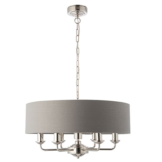 Highclere 6 Light Charcoal Shade Pendant Light In Bright Nickel_2