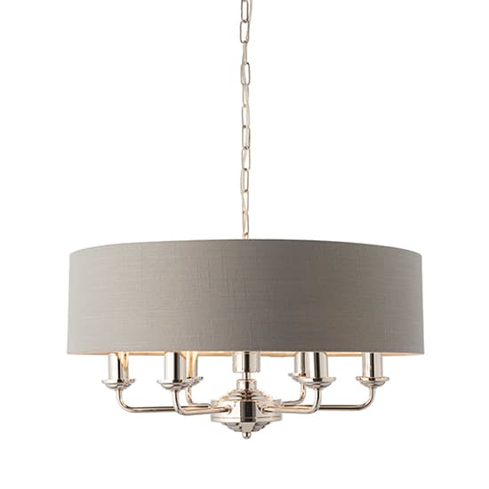 Highclere 6 Light Charcoal Shade Pendant Light In Bright Nickel_3