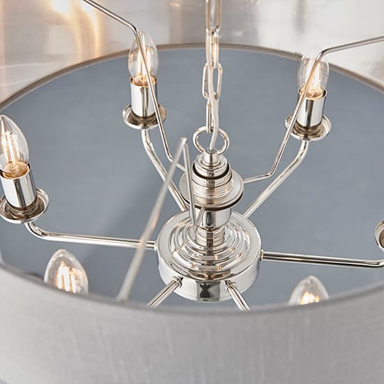 Highclere 6 Light Charcoal Shade Pendant Light In Bright Nickel_5