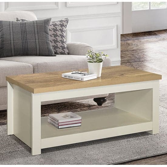 Highgate Wooden Coffee Table In Cream And Oak
