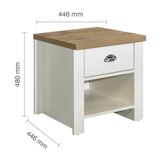 Highgate Wooden Lamp Table With 1 Drawer In Cream And Oak_4