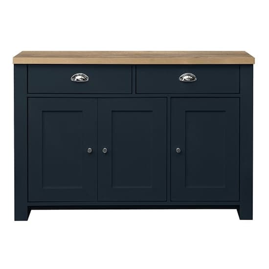 Highgate Wooden Sideboard With 3 Door 2 Drawer In Blue And Oak_2