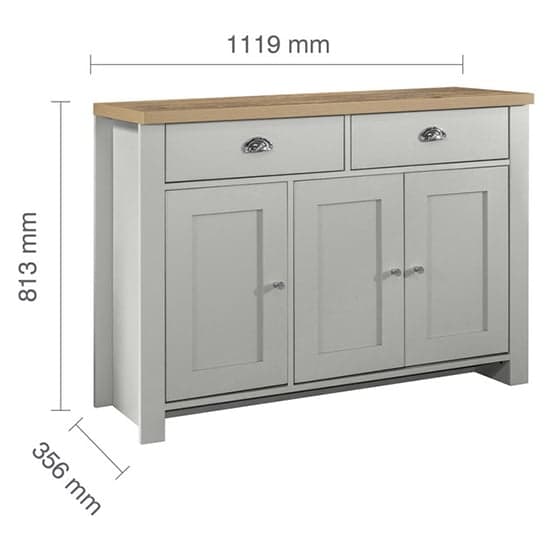 Highgate Wooden Sideboard With 3 Door 2 Drawer In Grey And Oak_4